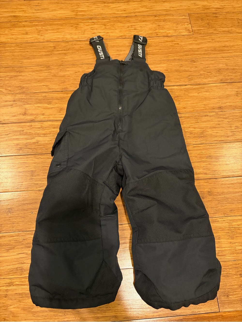 Great condition Gusti Black Kids Snow Bib Overalls with Logo Straps